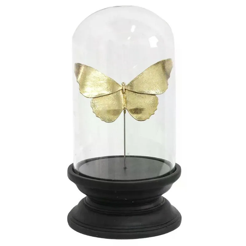 Escultura na redoma de vidro borboleta decor resina 31,5cm