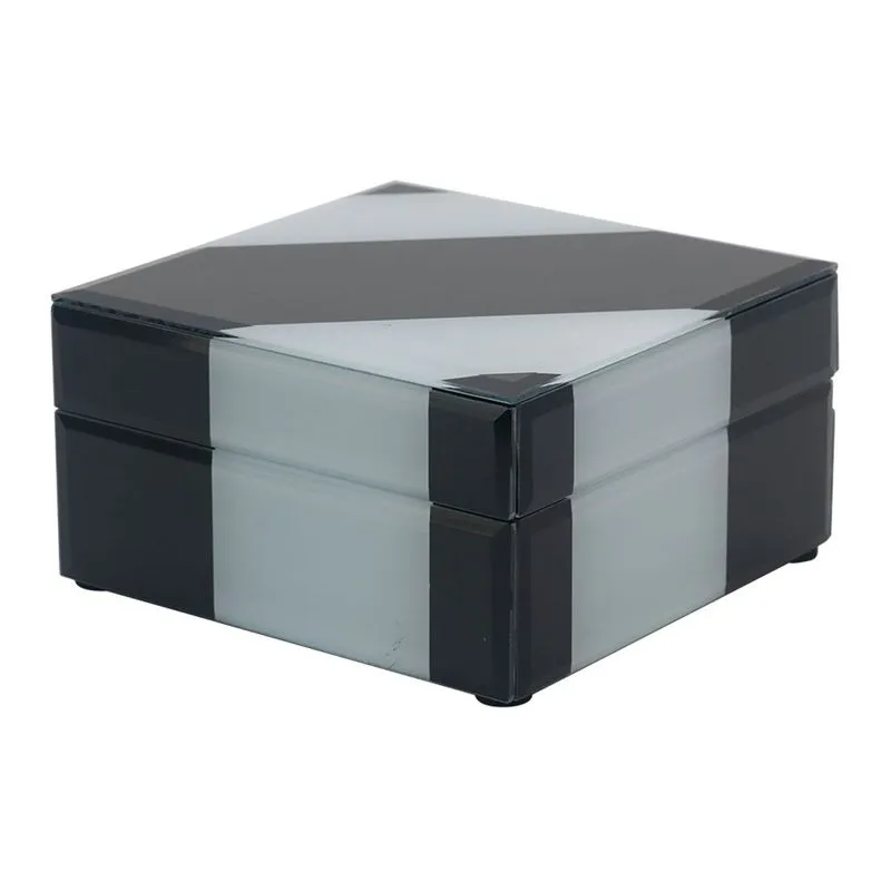 Porta Joias De Vidro E Madeira Preto E Branco Ah0511 - Btc