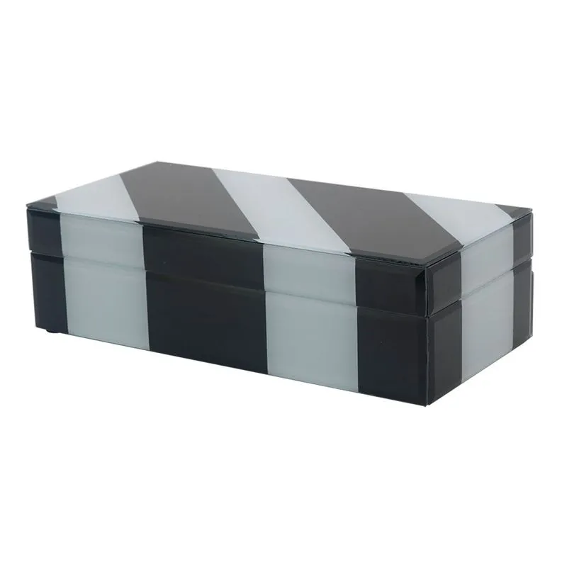 Porta Joias De Vidro E Madeira Preto E Branco Ah0513 - Btc
