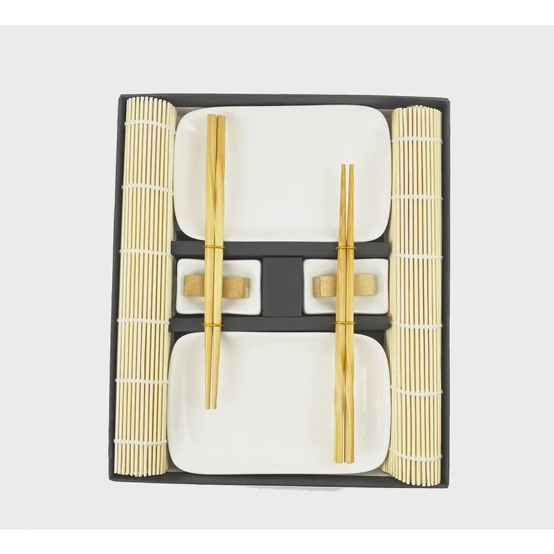 Kit de comida japonesa de ceramica para 2 pessoas branco