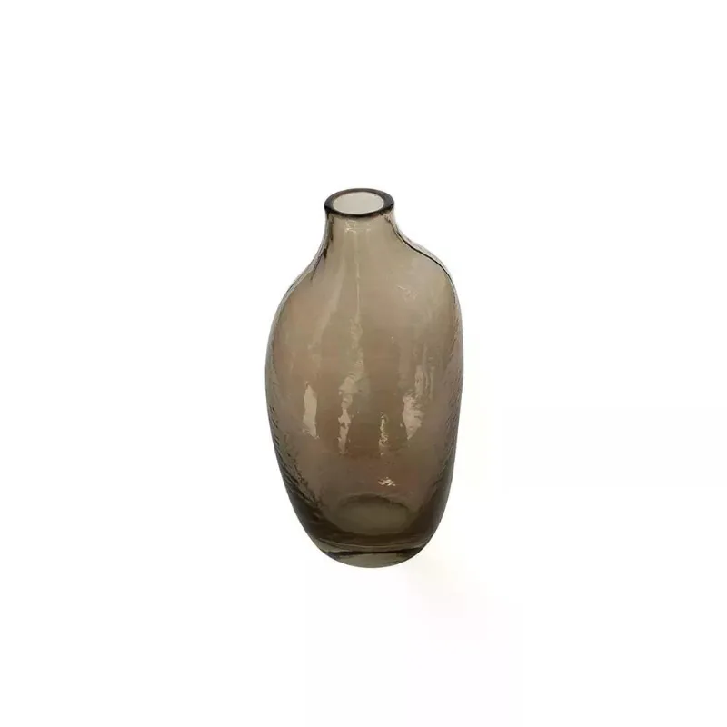 Vaso de vidro organico marrom decorativo - 21CM