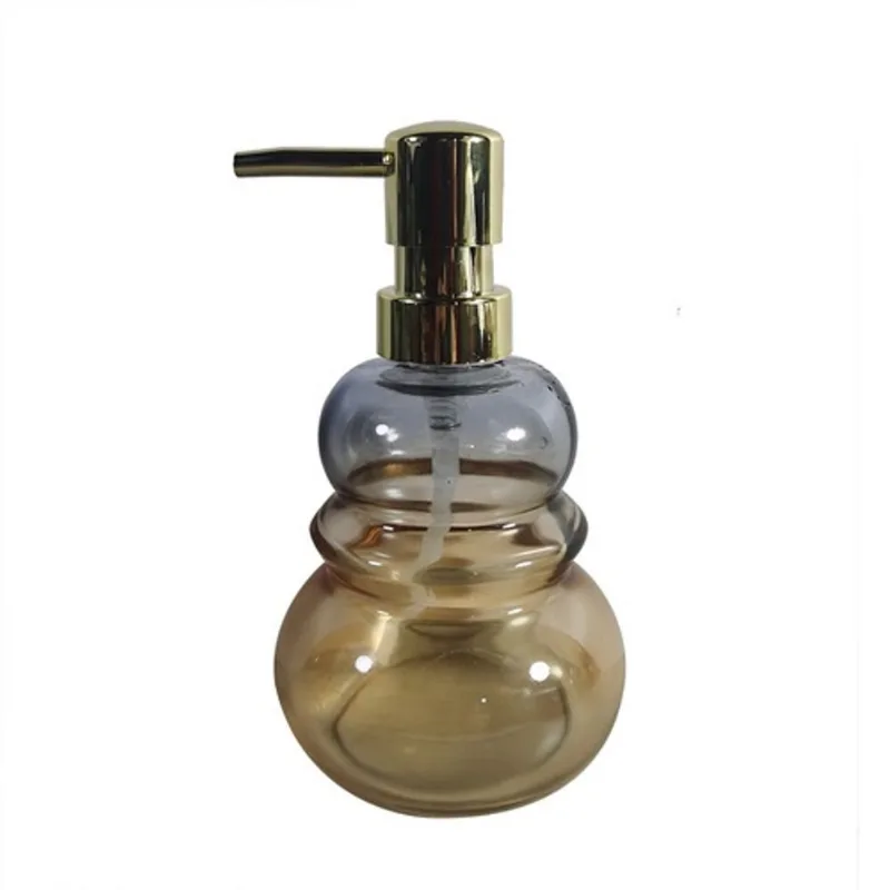 Porta sabonete liquido vidro cinza E ambar com pump dourado
