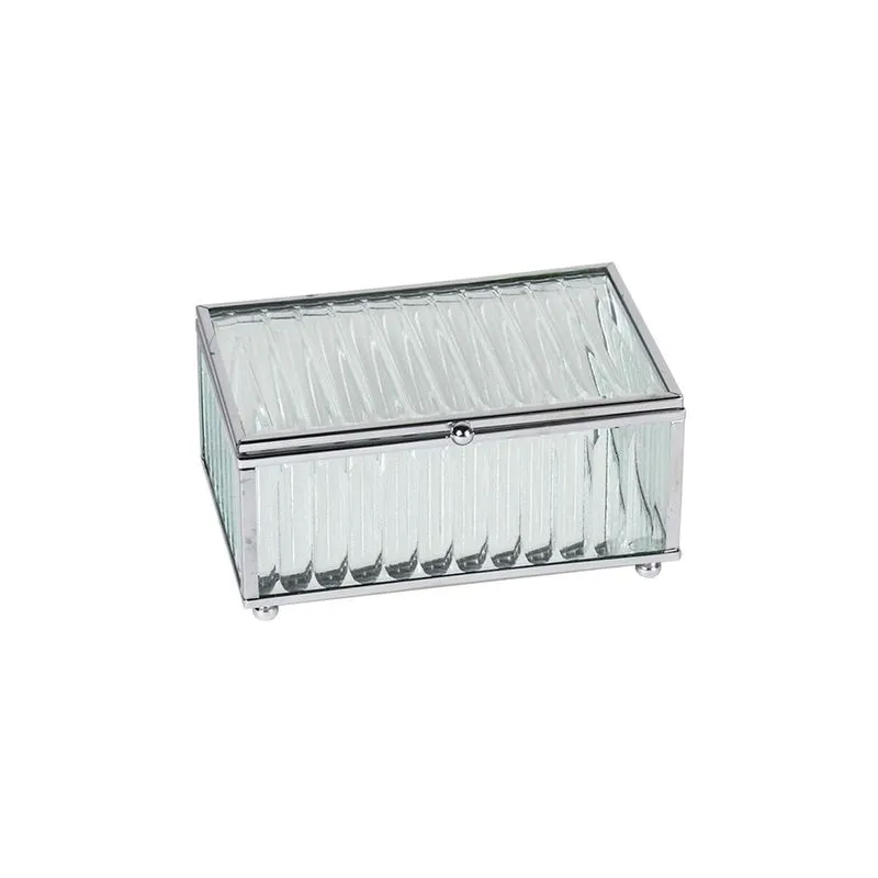 Caixa De Vidro Canelado Metal Prateada Kv0290 - Btc