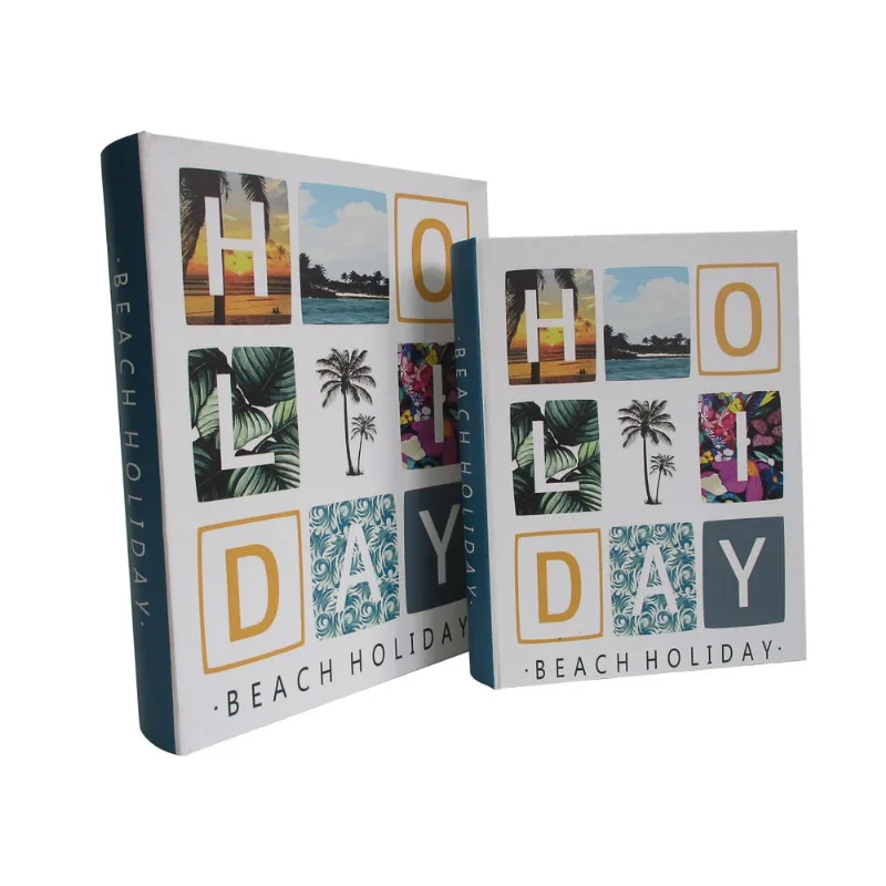 Cj 2 livros caixa beach holiday decorativo