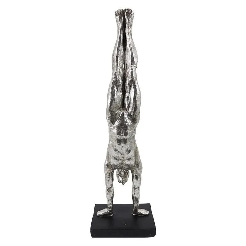 Estatueta Homem Fazendo Malabarismo De Resina Prateada Cd0161 - Btc