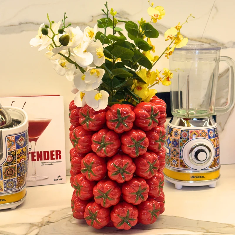 Vaso Cachepot Tomate Cerâmica Grande