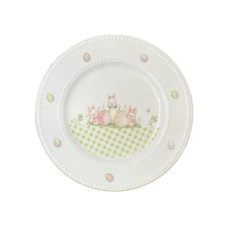 Prato raso de porcelana bloom and blessings branco