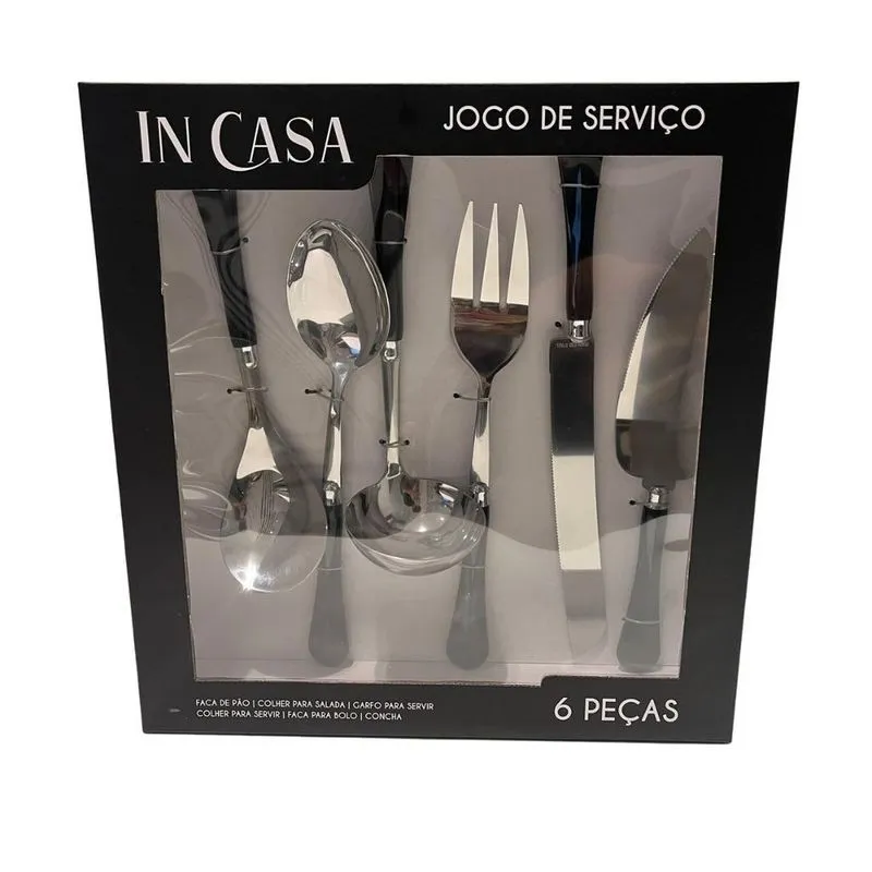 Ud Faqueiro De Servir De Inox No Preto - 6 Pcs - Sg0069
