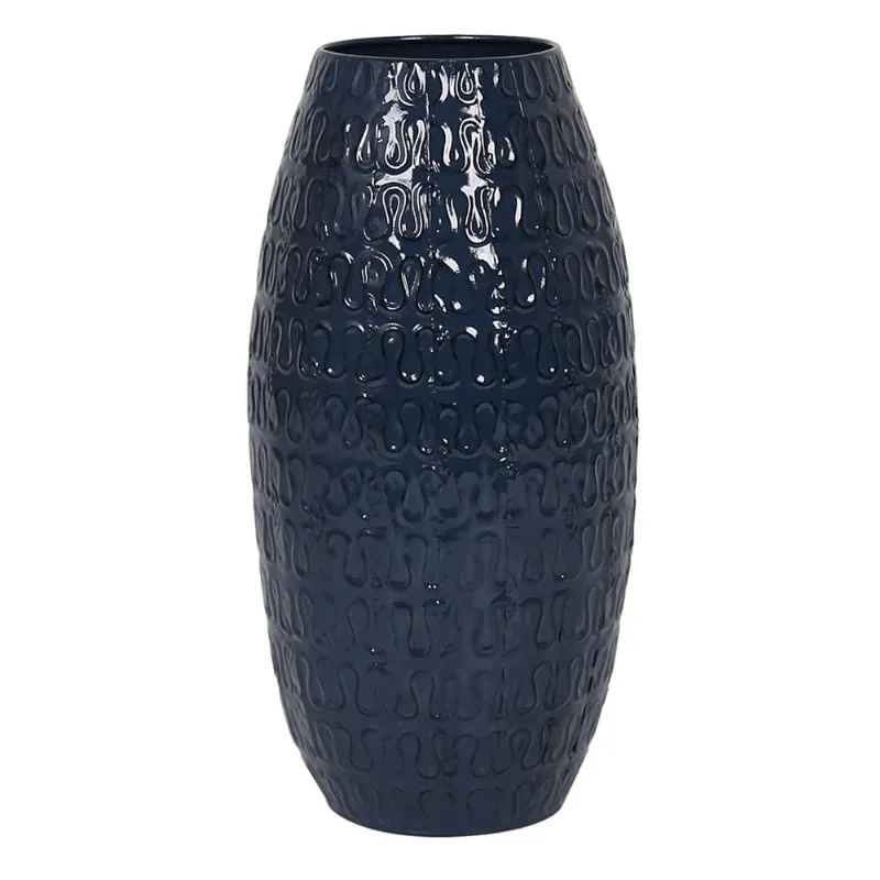 Vaso decorativo em metal cor azul marinho 40CM