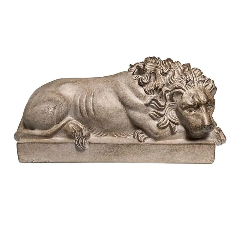 Escultura leao decorativo em resina bege 13CM