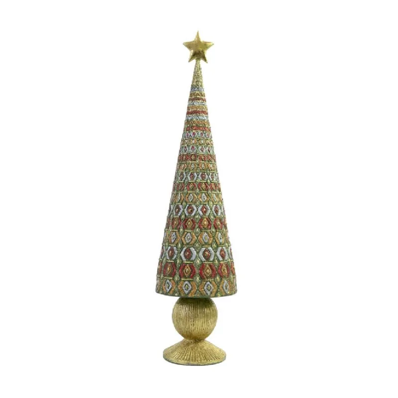 Escultura arvore natalina decorativa em resina luxury 45CM