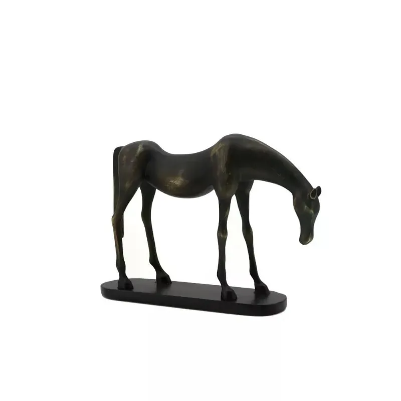 Escultura cavalo decorativo em resina bronze - 21cm