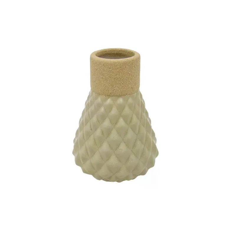 Vaso decorativo ceramica verde E bege 14,7CM
