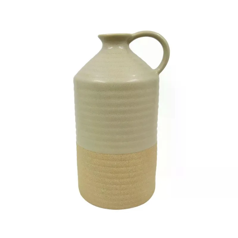 Vaso decorativo ceramica verde E bege 25,7CM