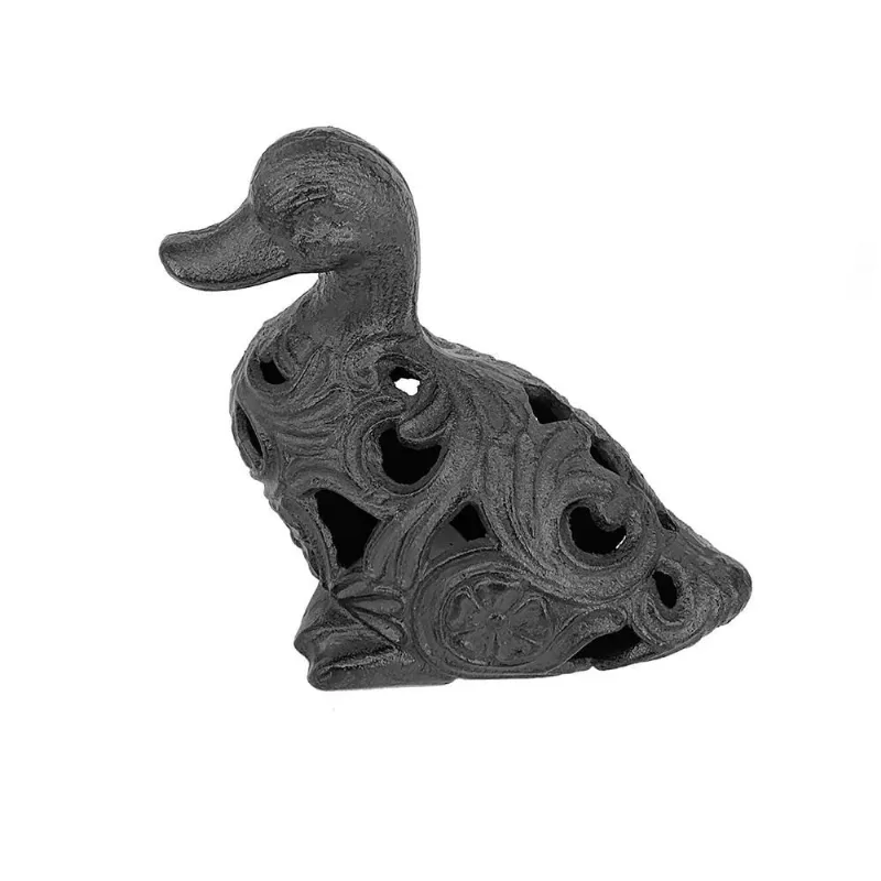 Escultura decorativa pato em ferro preto 16CM
