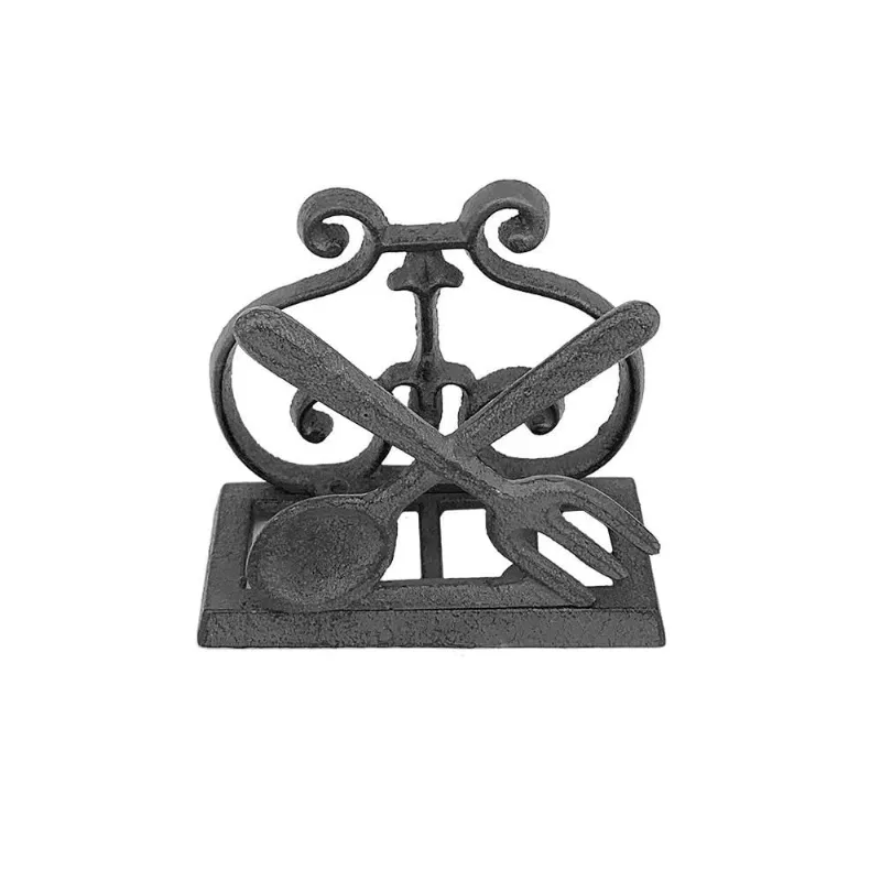 Escultura decorativa garfo E colher em ferro preto 11,3CM