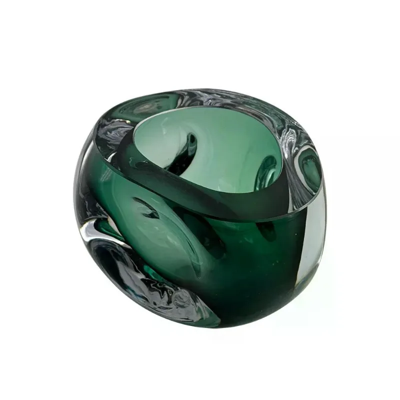 Vaso decorativo de vidro verde estilo murano 12CM