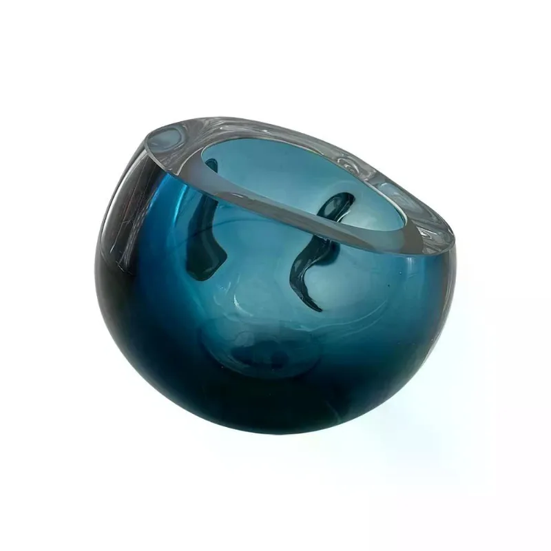 Vaso decorativo de vidro azul estilo murano 12CM