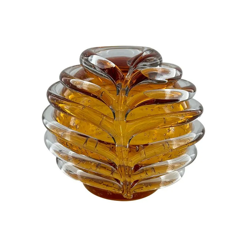VASO DE VIDRO AMBAR ESTILO MURANO