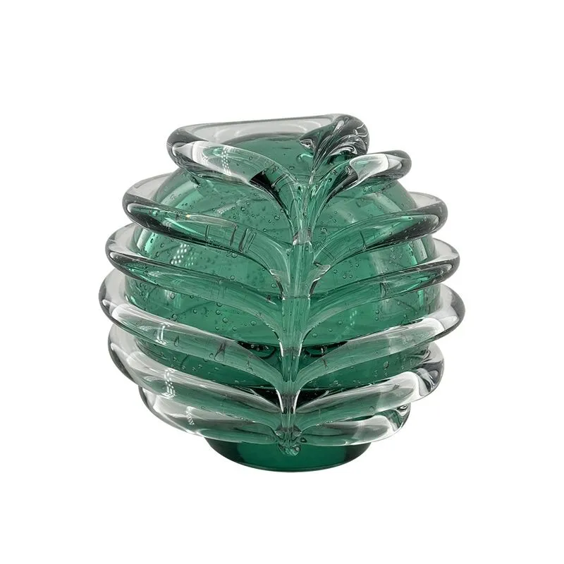 VASO DE VIDRO VERDE ESTILO MURANO