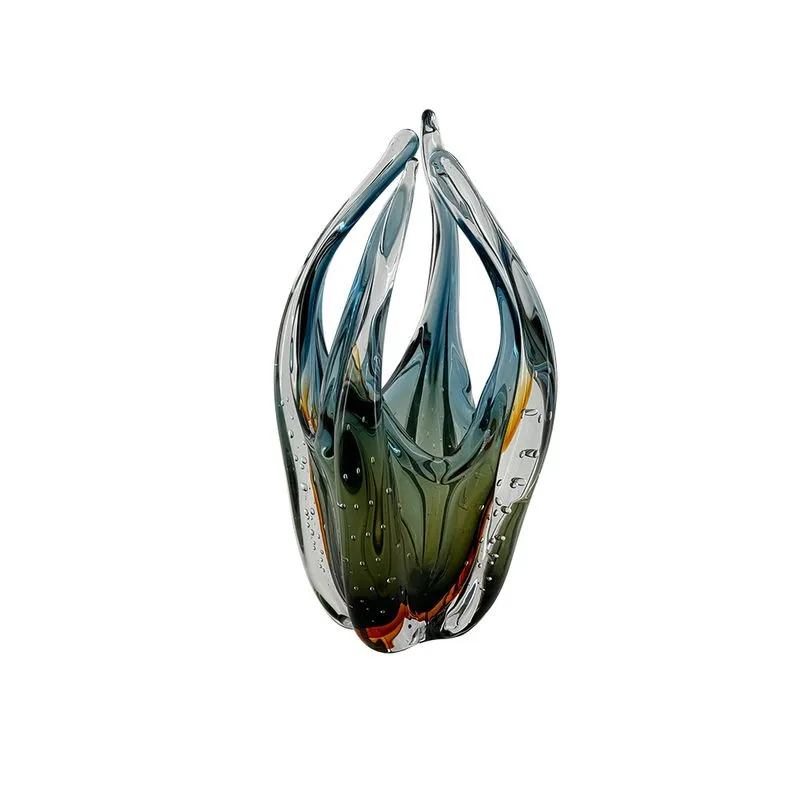 VASO DE VIDRO VERDE ESTILO MURANO