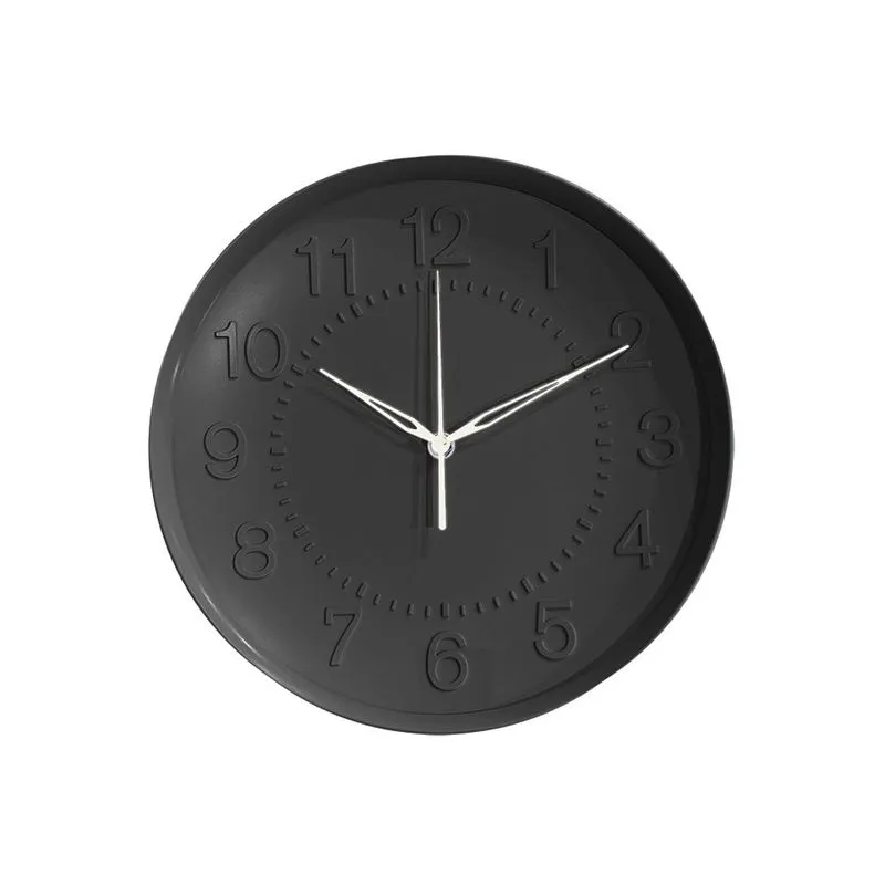 Relogio De Parede Em Polipropileno E Vidro Preto 29cm Zq5012 - Btc