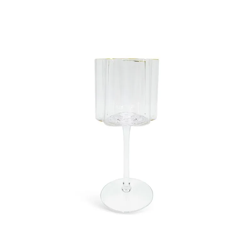 Conjunto de Taças em Vidro Transparente com Borda Dourada 6 Peças - 330Ml