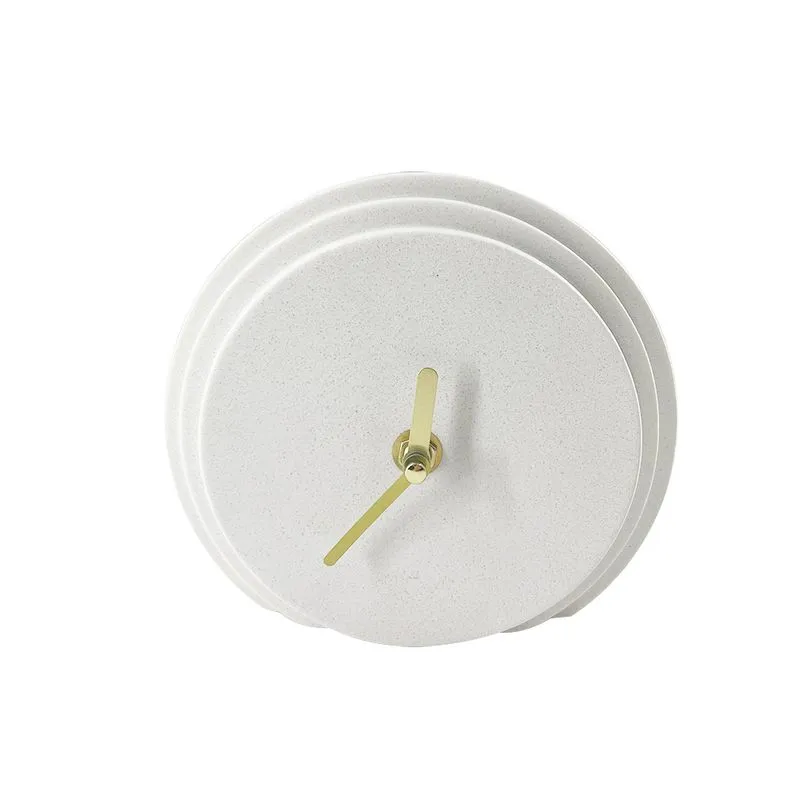 Relógio Decorativo em Mármore Branco e Dourado