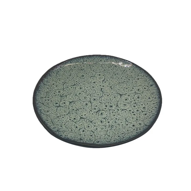 CONJUNTO DE PRATO EM PORCELANA VERDE COM DETALHES PRETO 6PECAS