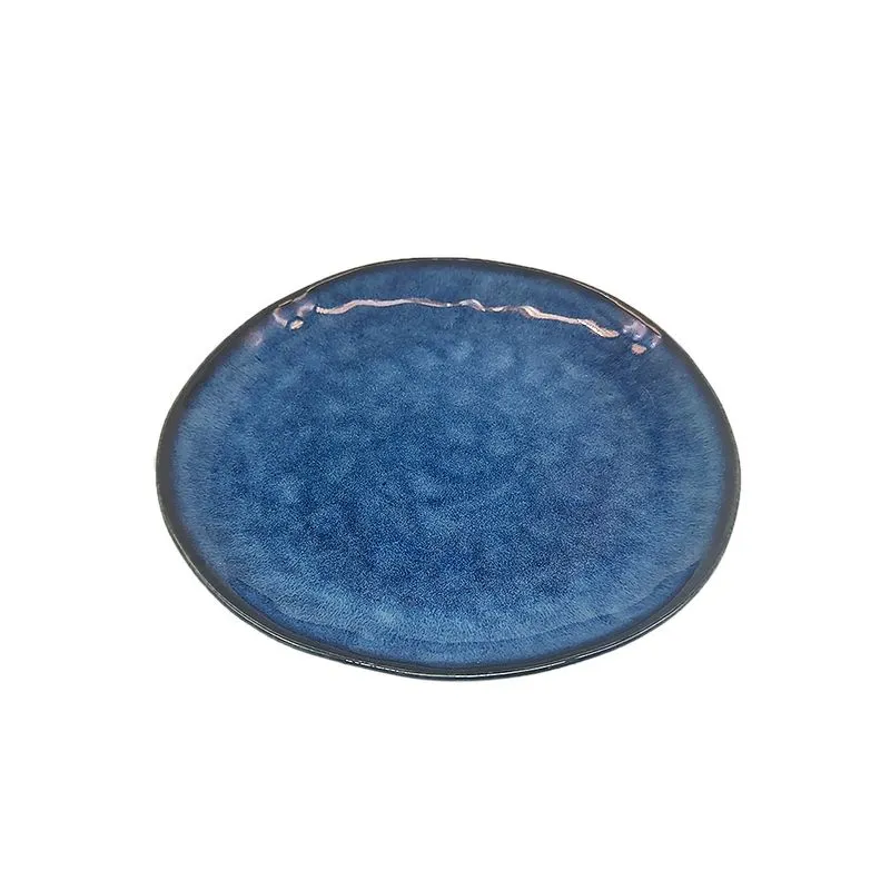 CONJUNTO DE PRATO EM PORCELANA AZUL COM DETALHE PRETO 6PECAS