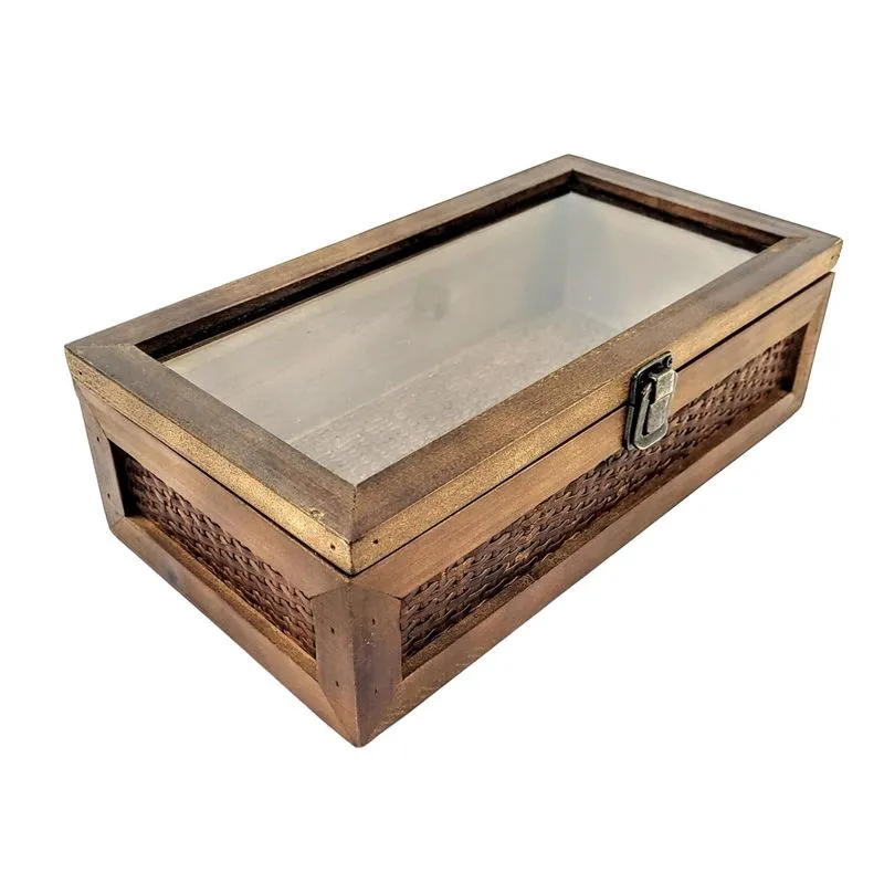 Caixa Decorativa Organizadora Madeira Rattan 30cm Porta Joia