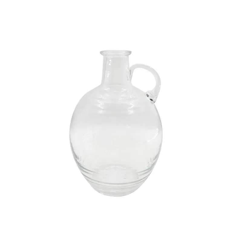 VASO DECORATIVO ESTILO JARRA COM ALCA EM VIDRO TRANSPARENTE
