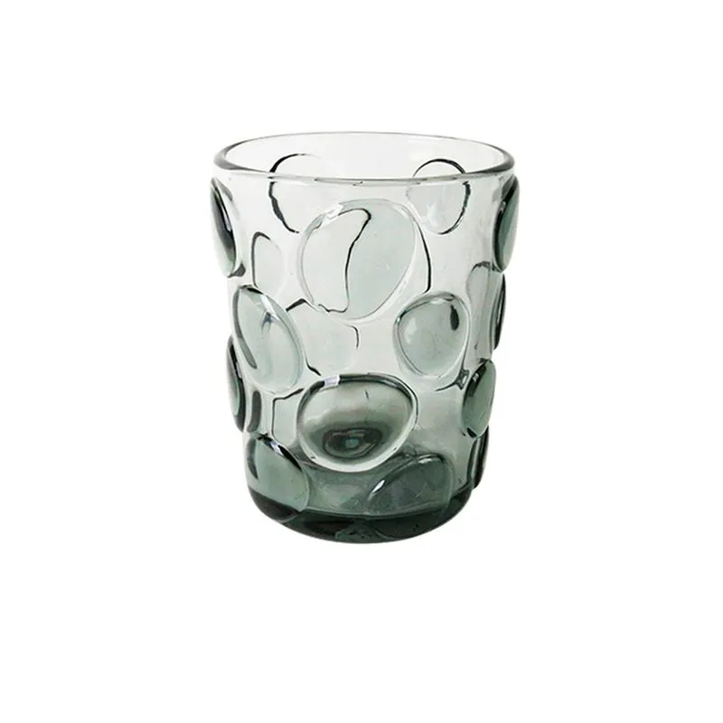 Conjunto de Copos em Vidro com Textura Bolhas Fume 6 Peças - 300Ml