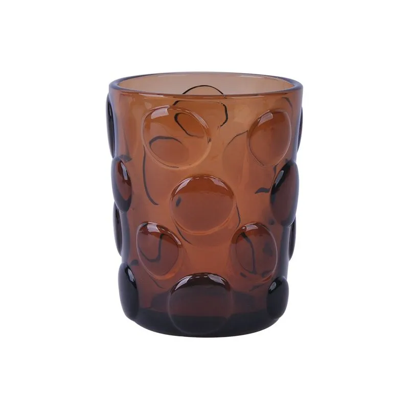 CONJUNTO DE COPOS EM VIDRO COM TEXTURA BOLHAS AMBAR 6PECAS - 300ML