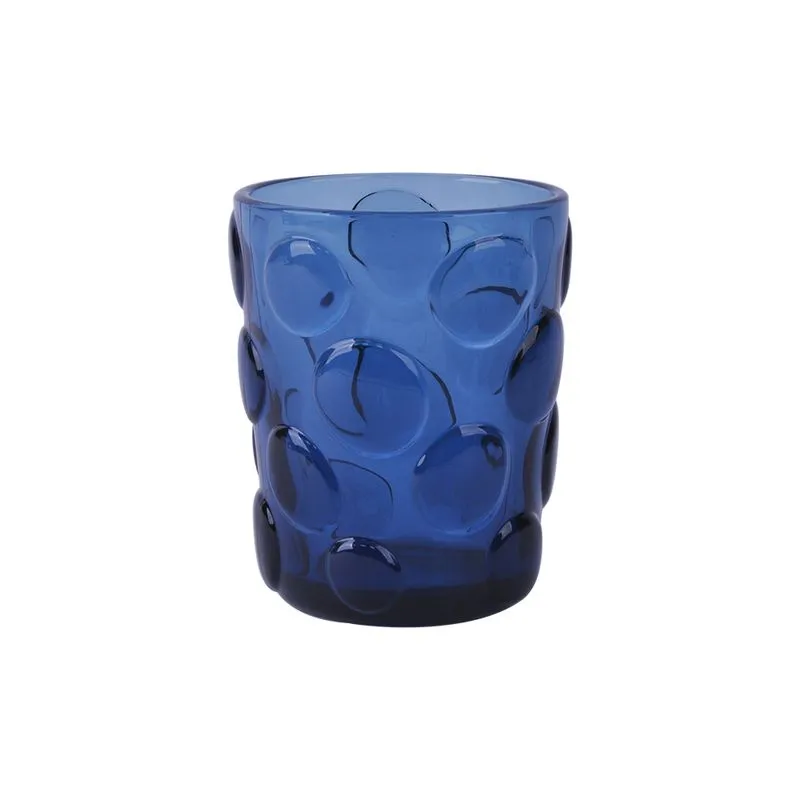 CONJUNTO DE COPOS EM VIDRO COM TEXTURA BOLHAS AZUL 6PECAS - 300ML