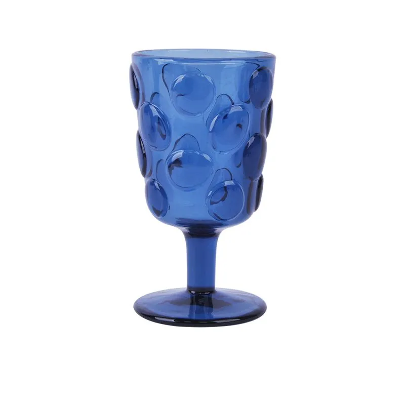 CONJUNTO DE TACAS EM VIDRO COM TEXTURA BOLHAS AZUL 6PECAS - 260ML