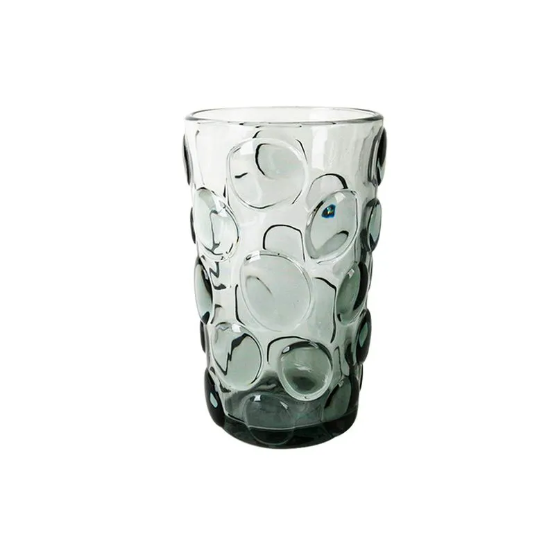 Conjunto de Copos em Vidro com Textura Bolhas Fume 6 Peças - 350Ml