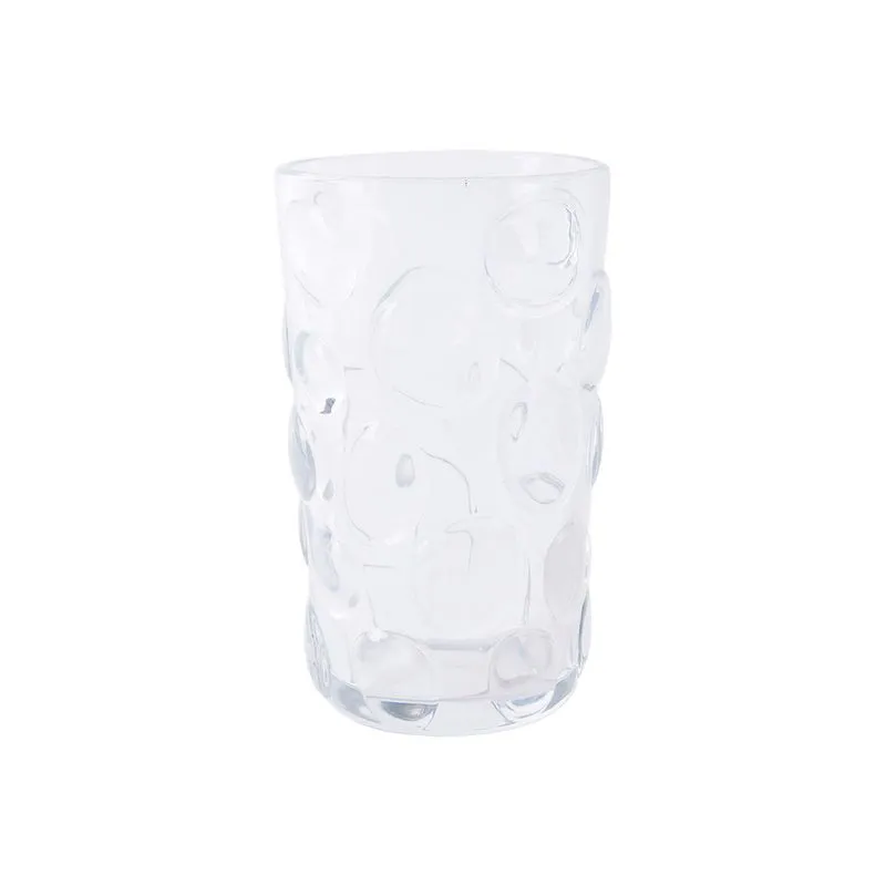Conjunto de Copos em Vidro com Textura Bolhas Transparente 6 Peças - 350Ml