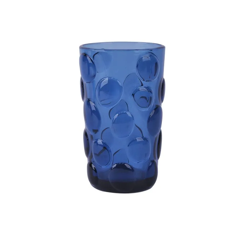 CONJUNTO DE COPOS EM VIDRO COM TEXTURA BOLHAS AZUL 6PECAS - 350ML
