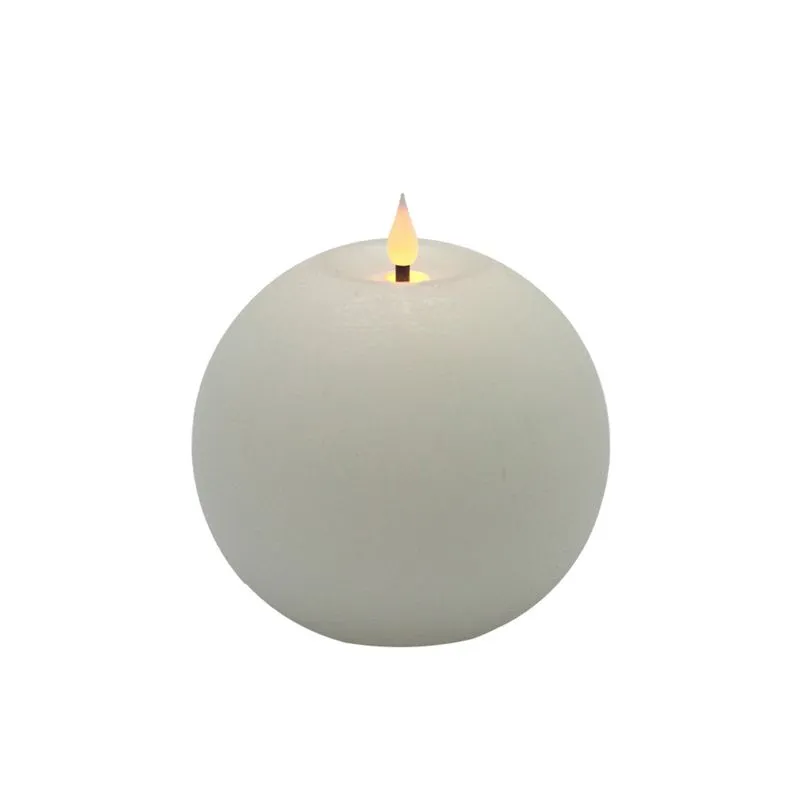 VELA DECORATIVA REDONDA COM LED EM CERA COR BRANCA - 2 PILHAS AA (NÃO INCLUSAS)