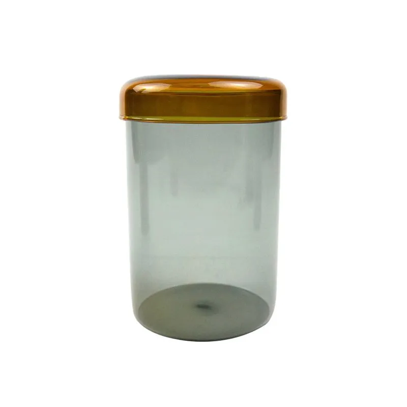 POTE DECORATIVO EM VIDRO AMBAR E FUME - 700ML