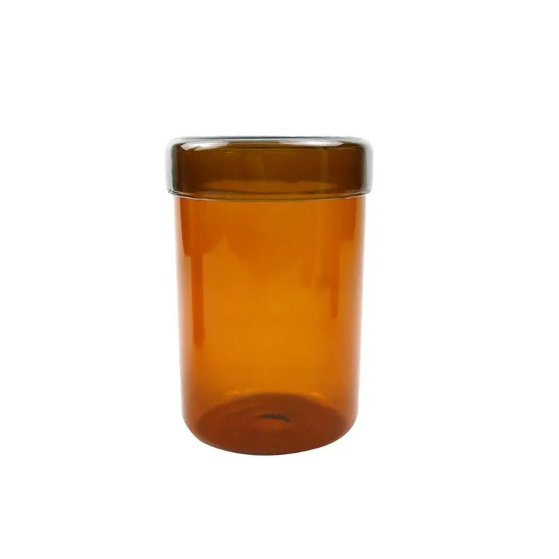 POTE DECORATIVO EM VIDRO AMBAR E TRANSPARENTE - 700ML