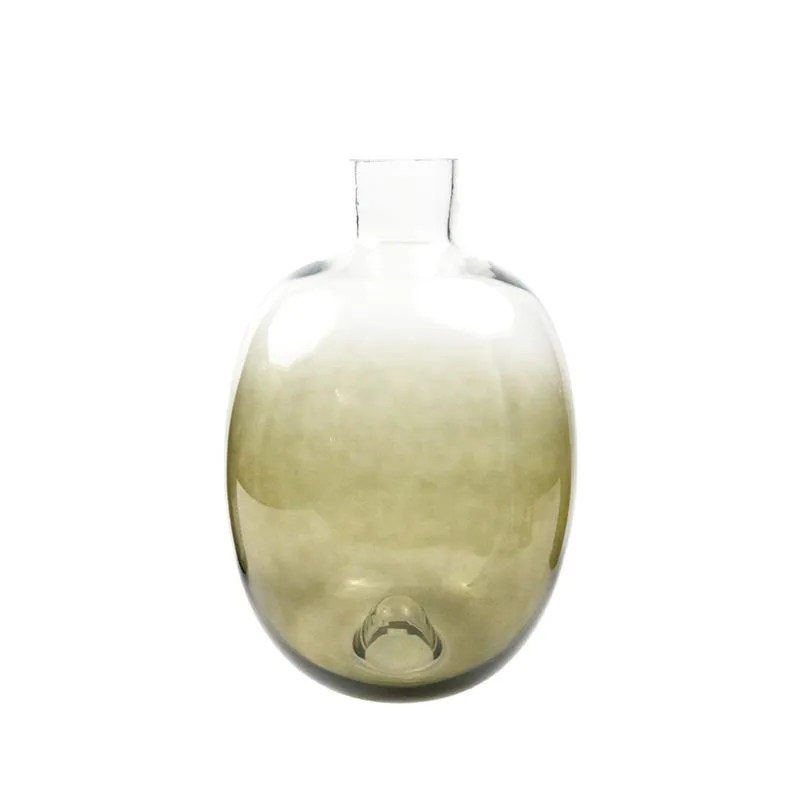 VASO DECORATIVO EM VIDRO COM DEGRADE FUME E TRANSPARENTE