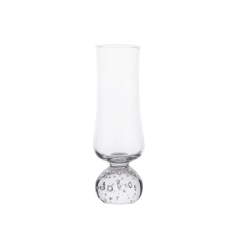CONJUNTO COPOS EM VIDRO TRANSPARENTE COM HASTE COM DETALHE EM BOLHAS 6PECAS - 220ML