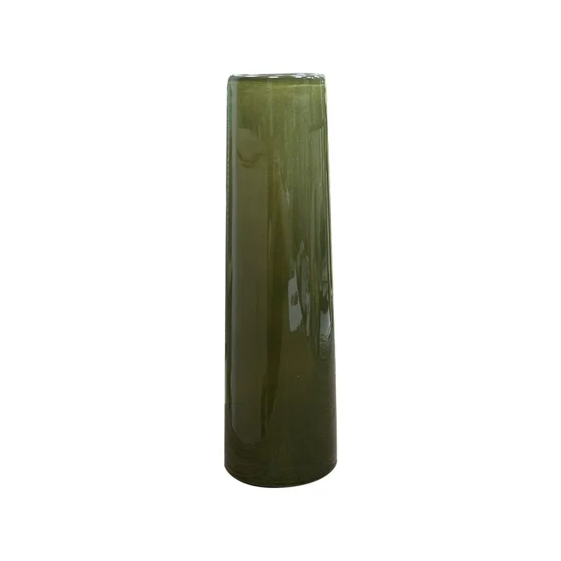 VASO DECORATIVO CILINDRICO EM VIDRO CINZA ESCURO