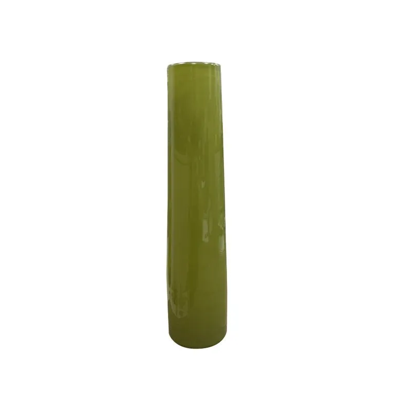 VASO DECORATIVO CILINDRICO EM VIDRO VERDE CLARO