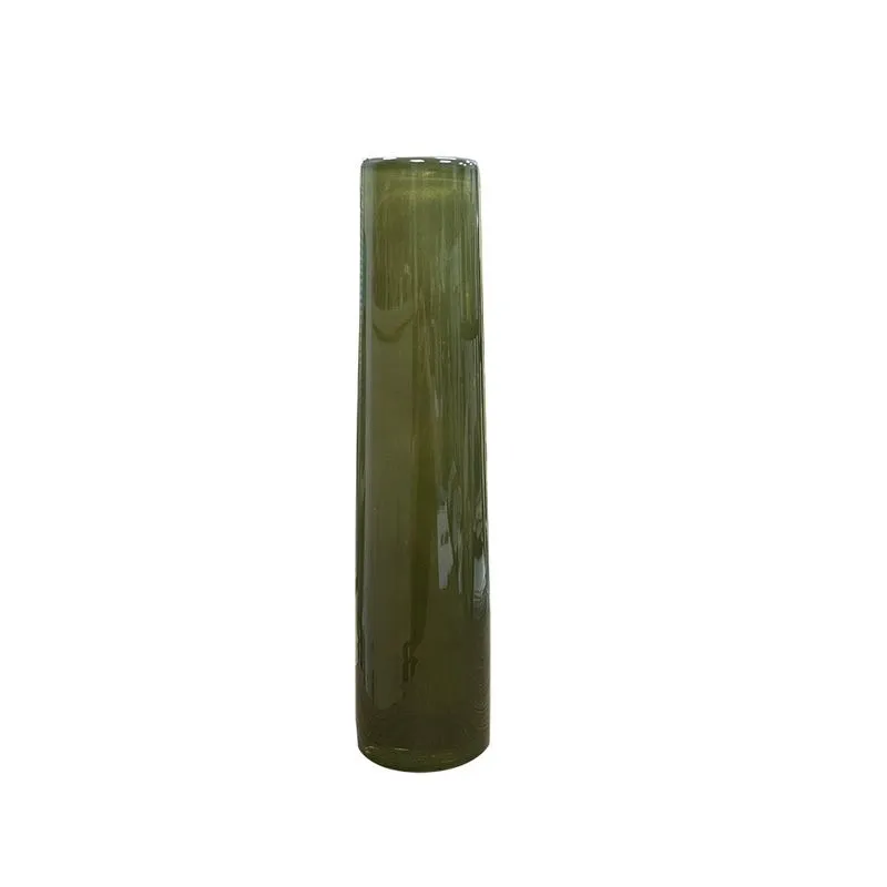 VASO DECORATIVO CILINDRICO EM VIDRO CINZA ESCURO