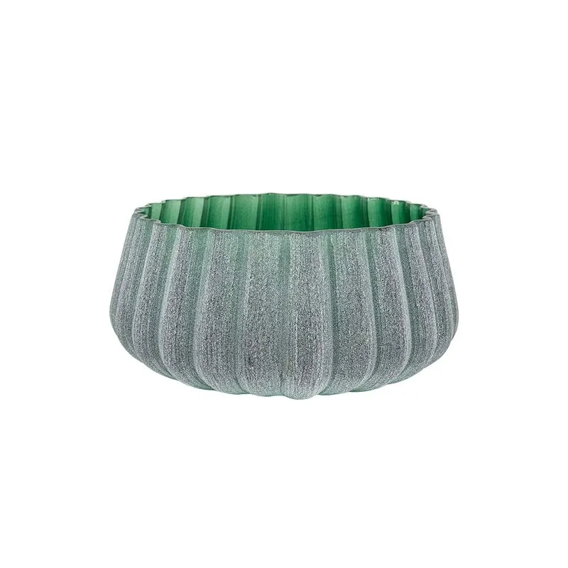 VASO DECORATIVO EM VIDRO VERDE FOSCO ESTILO MURANO