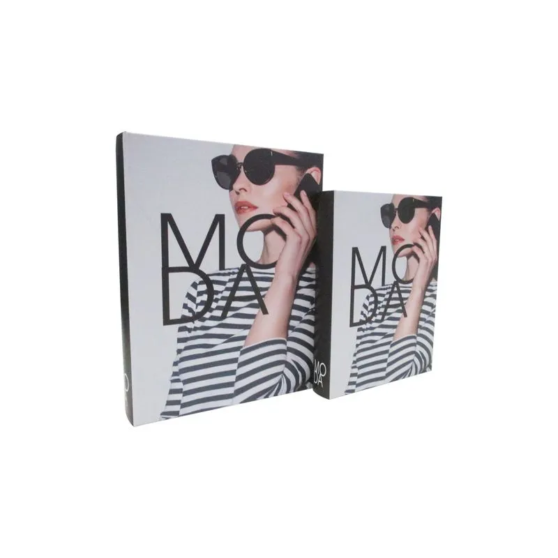 CONJUNTO DE LIVROS CAIXA MODA PRETO E BRANCO 2PECAS