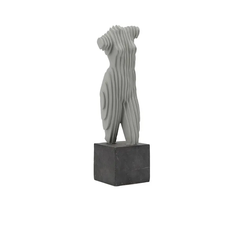 PECA DECORATIVA MULHER COM EM RESINA CINZA
